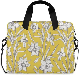 susiyo Easter Daffodil Flowers on Yellow Laptop Bag 15.6 Inch Laptop Bag with Shoulder Strap Briefcase for Work College Back to School