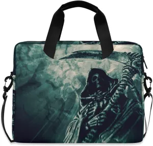 susiyo Grim Reaper Halloween Skeleton Laptop Bag 15.7 inch Briefcases for Adults Shoulder Carrying Case for Office Travel
