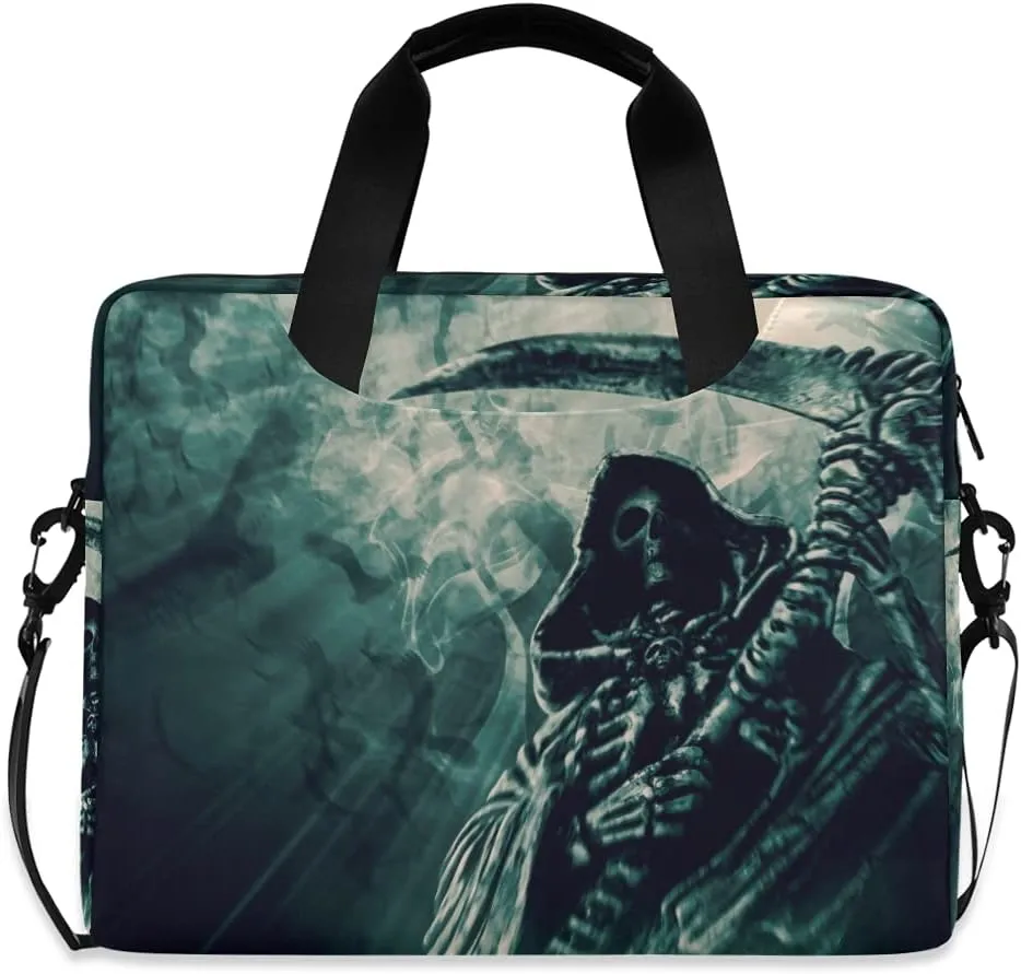 susiyo Grim Reaper Halloween Skeleton Laptop Bag 15.7 inch Briefcases for Adults Shoulder Carrying Case for Office Travel