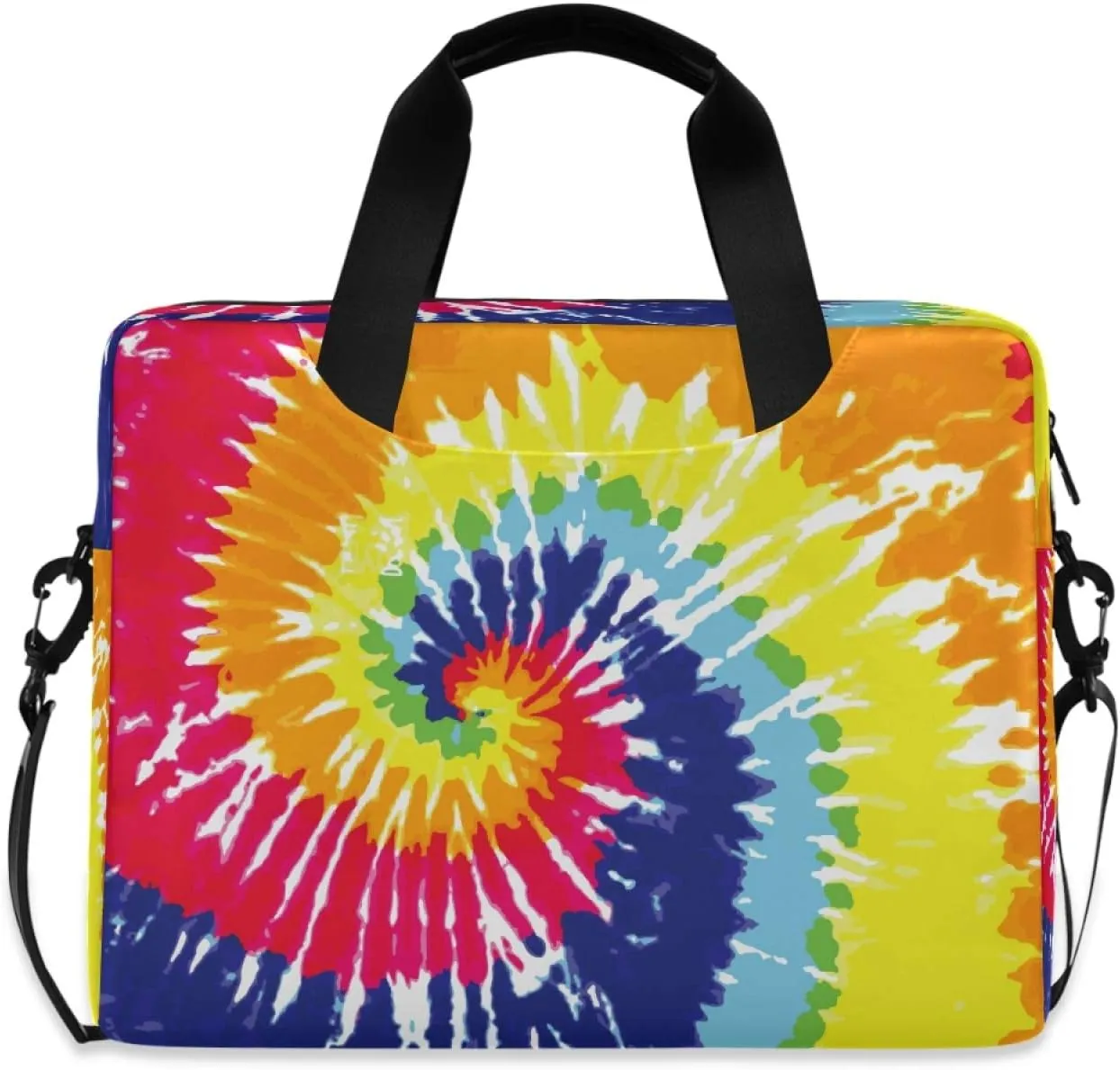susiyo Red Orange Yellow Green Blue Navy Colorful Tie Dye Rainbow Swirl Laptop Bag 15.7 inch Briefcases for Adults Shoulder Carrying Case for Office Travel