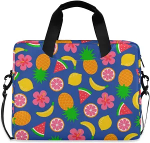 susiyo Tropical Fruits Hibiscus Flowers Laptop Bag 15.6 Inch Laptop Bag with Shoulder Strap Briefcase for Work College Back to School