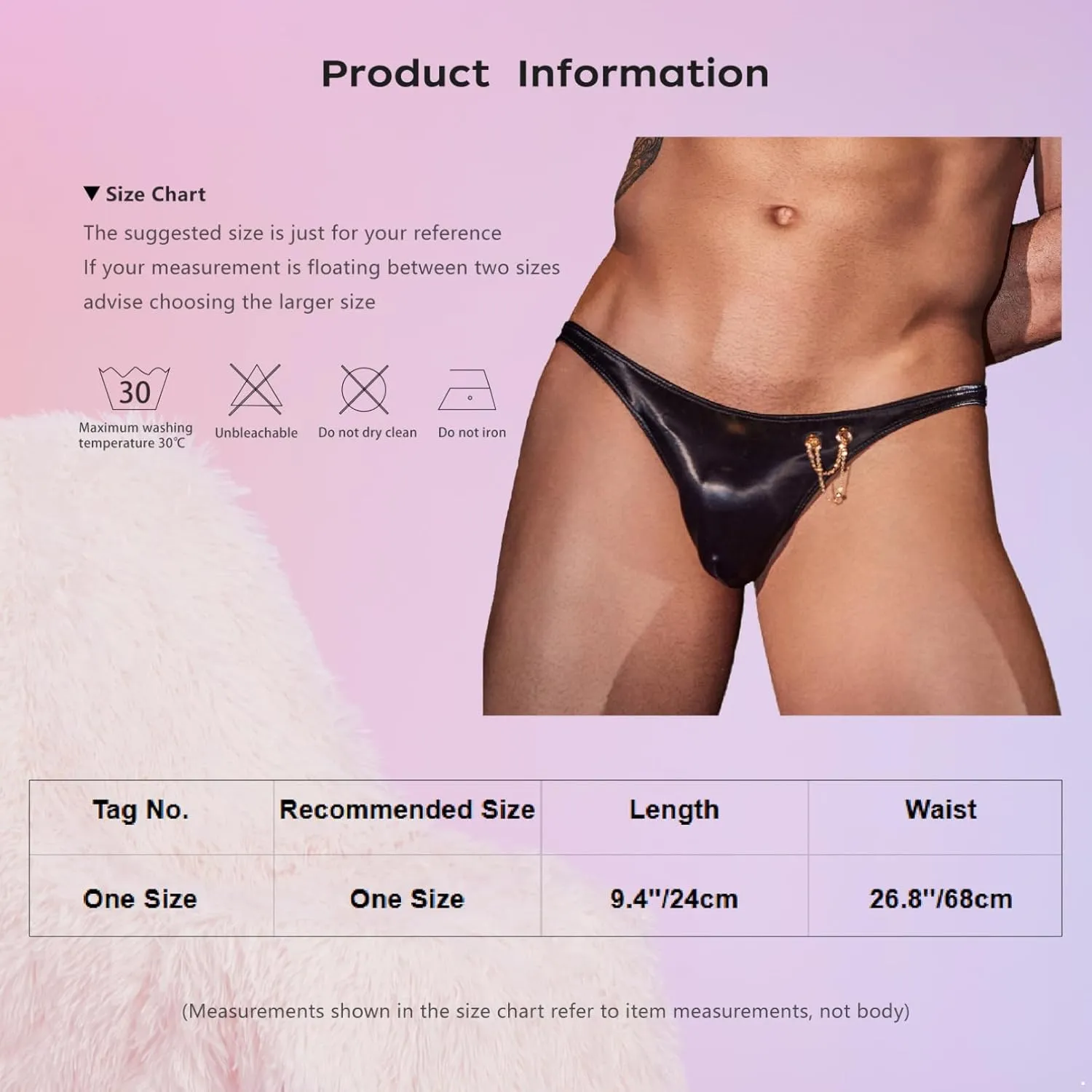 TiaoBug Men's Pu Leather Glossy Thong Underwear Wet Look Briefs Chain Underpants Hot Pants for Clubwear