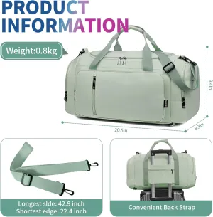 Travel Duffle Bag for Women,Gym Bag with Shoe Compartment,Weekend overnight bag with wet pocket,Waterproof carry on Travel Bag(Green)