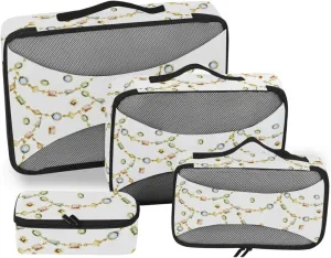 Travel Packing Organizers 4 Set Luggage Packing Cubes Suitcase Organizers Paxking Cubes Watercolor Chains