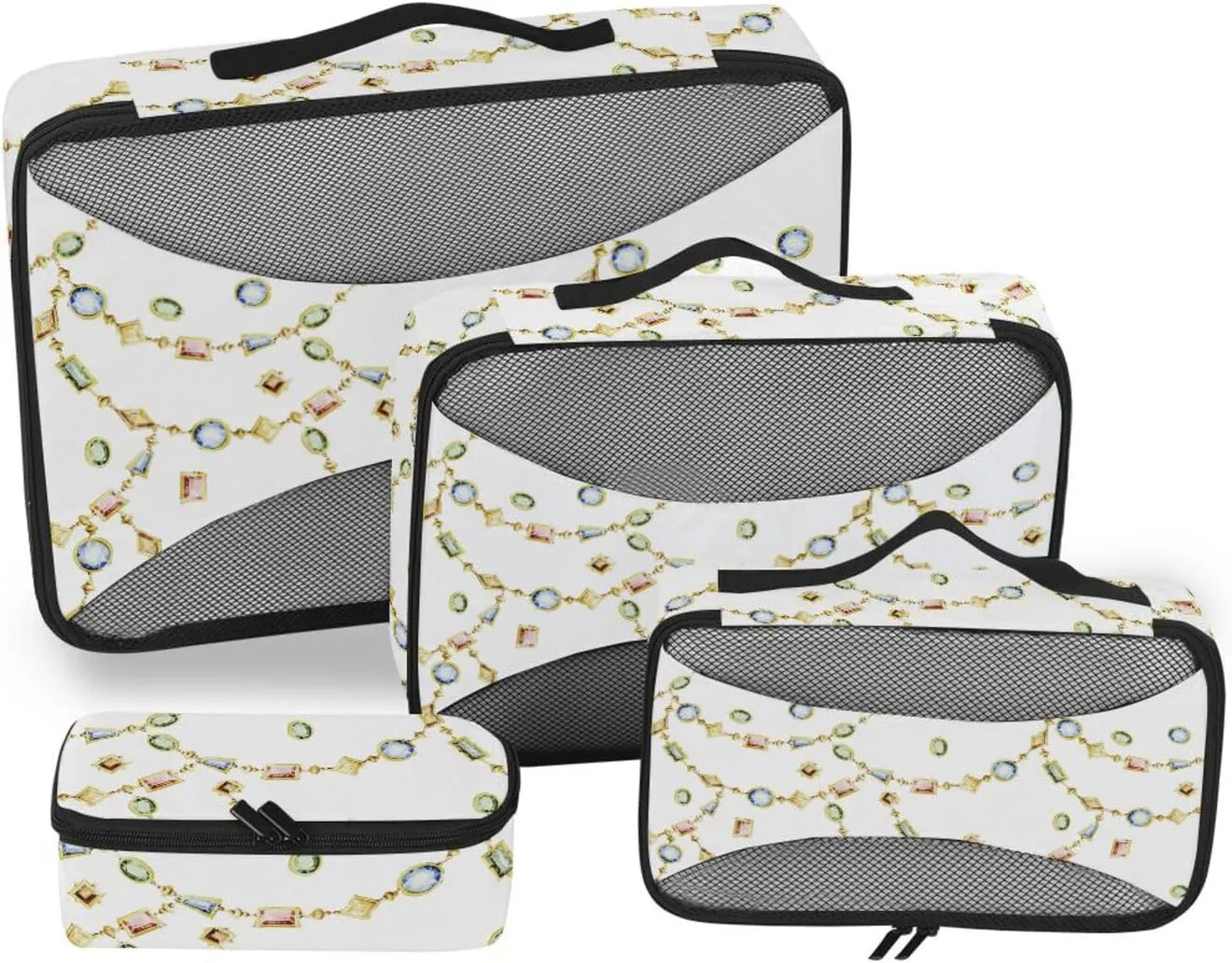 Travel Packing Organizers 4 Set Luggage Packing Cubes Suitcase Organizers Paxking Cubes Watercolor Chains