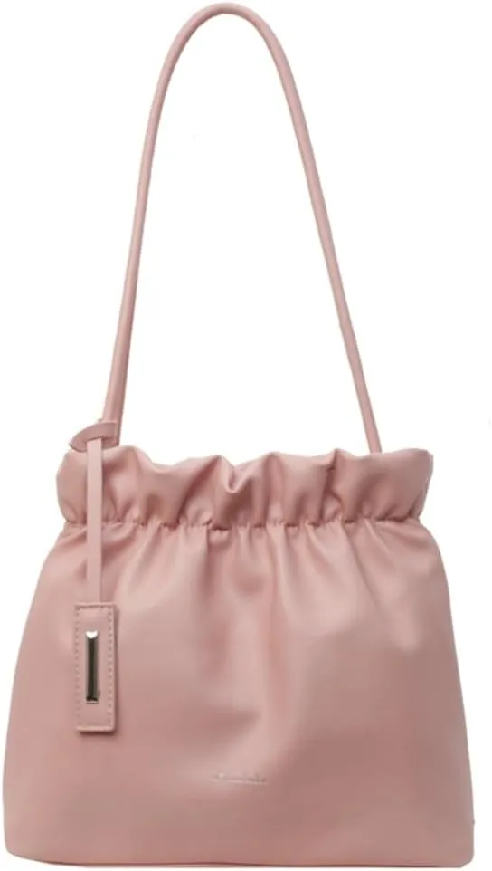 Trendy Bucket Shoulder Bag for Women Small Pleated Purses Handbags Tote Bag Ladies Designer Top Handle Satchels