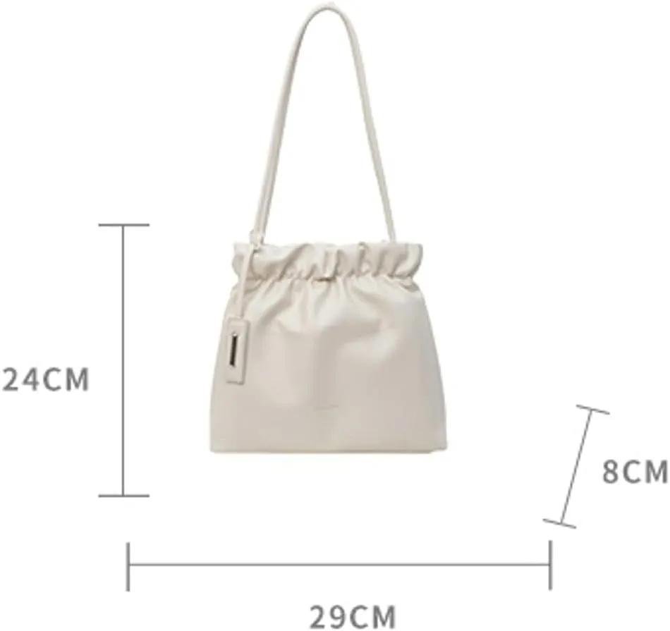Trendy Bucket Shoulder Bag for Women Small Pleated Purses Handbags Tote Bag Ladies Designer Top Handle Satchels