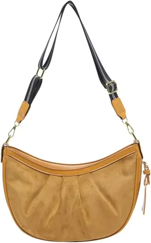 Trendy Suede Crescent Crossbody Purse Women Saddle Hobo Bags Slouchy Shoulder Satchels Bag Top-handle Tote Handbag 2025