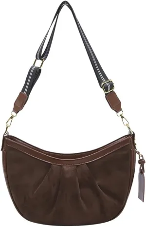 Trendy Suede Crescent Crossbody Purse Women Saddle Hobo Bags Slouchy Shoulder Satchels Bag Top-handle Tote Handbag 2025