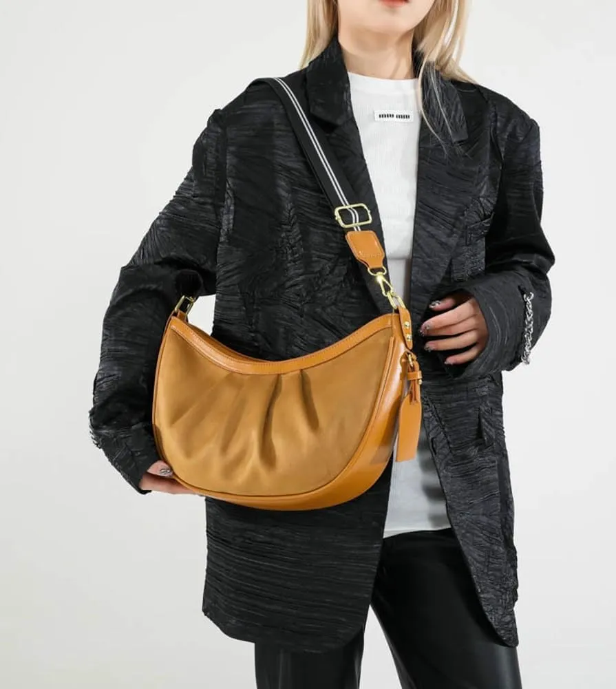 Trendy Suede Crescent Crossbody Purse Women Saddle Hobo Bags Slouchy Shoulder Satchels Bag Top-handle Tote Handbag 2025