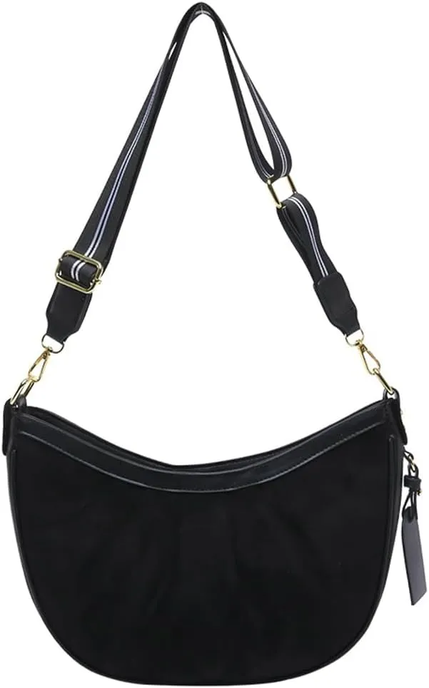Trendy Suede Crescent Crossbody Purse Women Saddle Hobo Bags Slouchy Shoulder Satchels Bag Top-handle Tote Handbag 2025