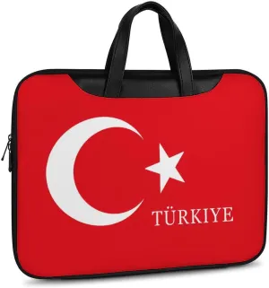 Turkey Turkish Flag of Trkiye Leather Bag Laptop Case Slim Water Resistant Computer Bags with Handle Briefcase for Work
