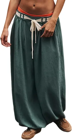 UANEO Womens Wide Leg Pants Casual Loose Harem Linen Pants Trousers with Pockets