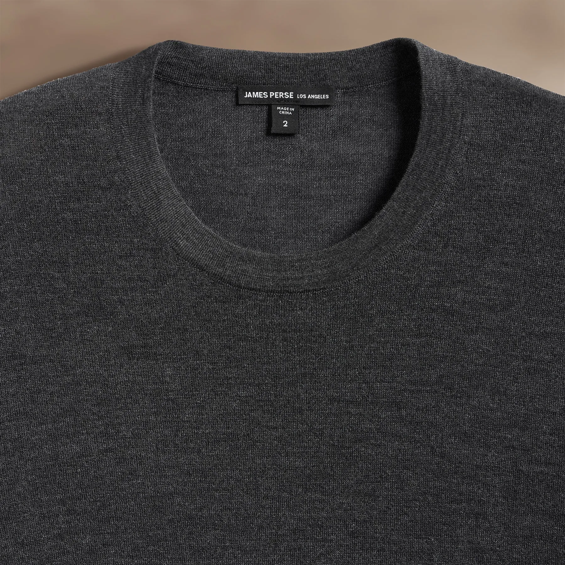Ultrafine Cashmere Tipped Crew - Coal/Light Heather Grey