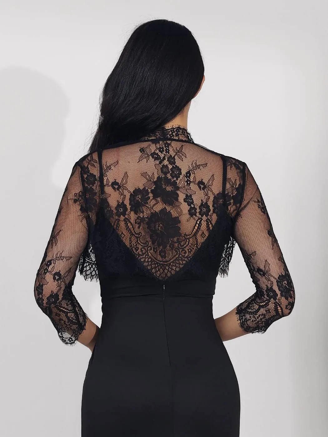 Unicra Wedding Bride Lace Shrugs for Women 3/4 Sleeves Lace Bolero Jackets for Evening Dresses Bolero Shrugs Top for Dresses