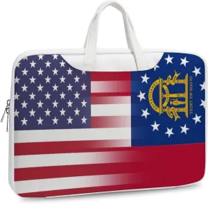 U.S.A Georgia State Flag Leather Bag Laptop Case Slim Water Resistant Computer Bags with Handle Briefcase for Work