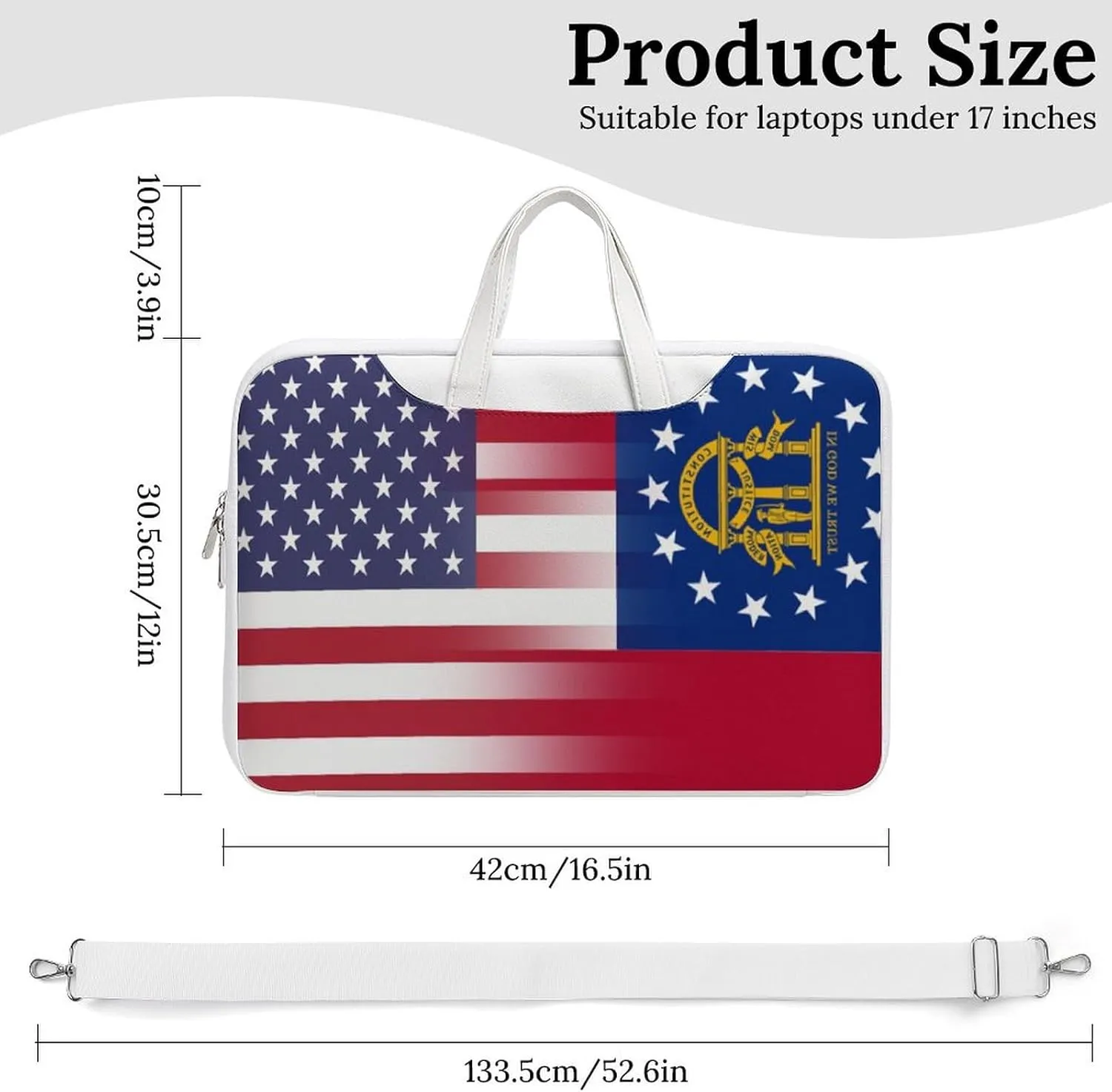 U.S.A Georgia State Flag Leather Bag Laptop Case Slim Water Resistant Computer Bags with Handle Briefcase for Work