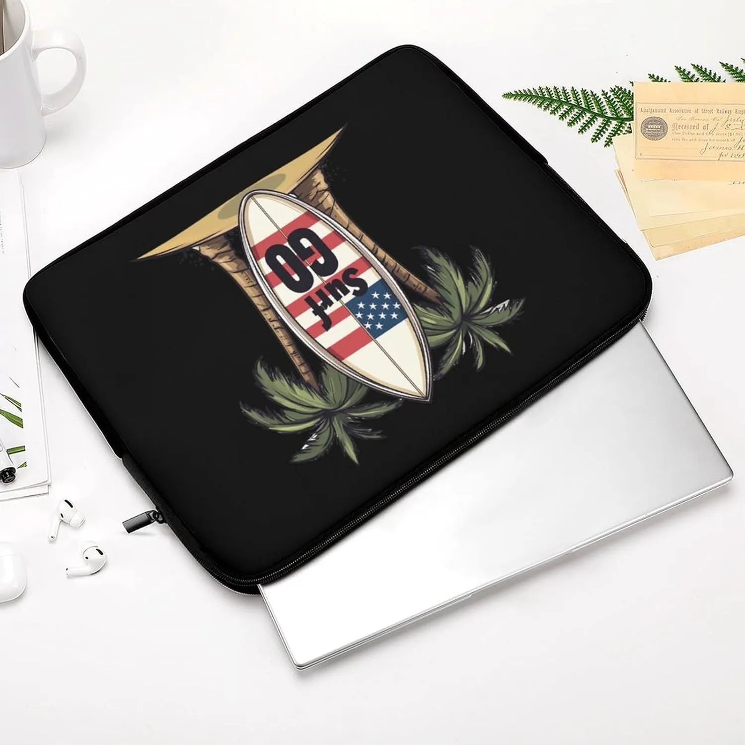 USA Surfboards Laptop Case Sleeve Bag 13inch Durable Shockproof Protective Computer Carrying Cover Briefcase