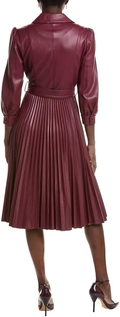 Vegan Leather Dress with Pleats by T-Tahari