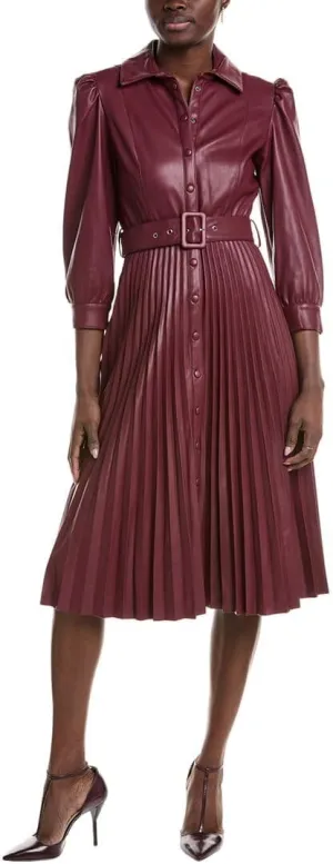 Vegan Leather Dress with Pleats by T-Tahari