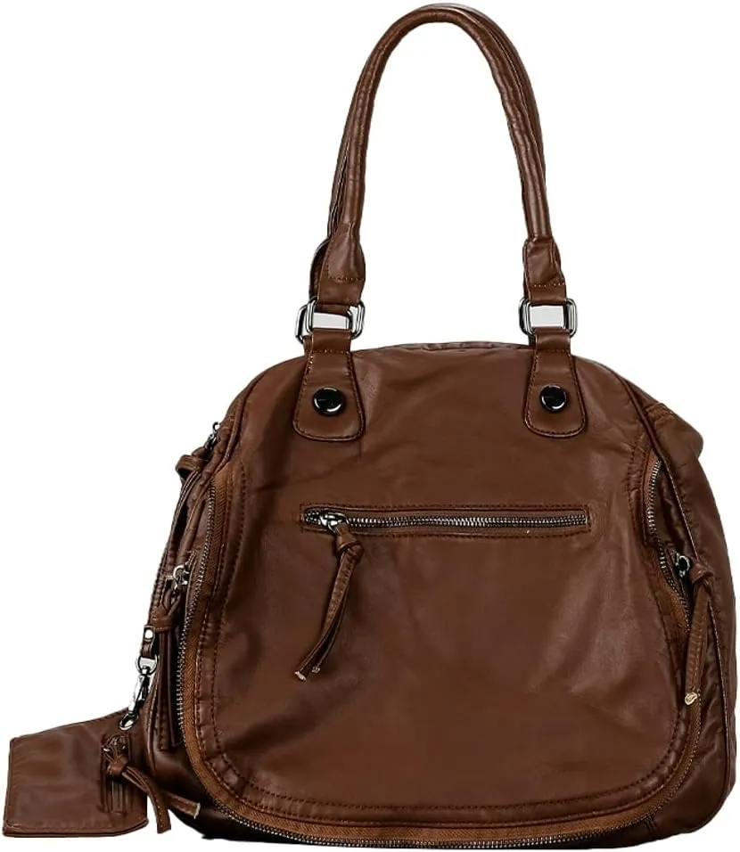 Vintage Shoulder Bag for Women Soft Vegan Leather Handbag Y2k Large Crossbody Tote Purse Multi Pocket Satchels
