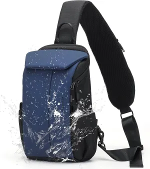 Waterproof Crossbody BagChest Bag for Mens Sling Backpack Large Travel Shoulder Bag with Chest Phone Holder