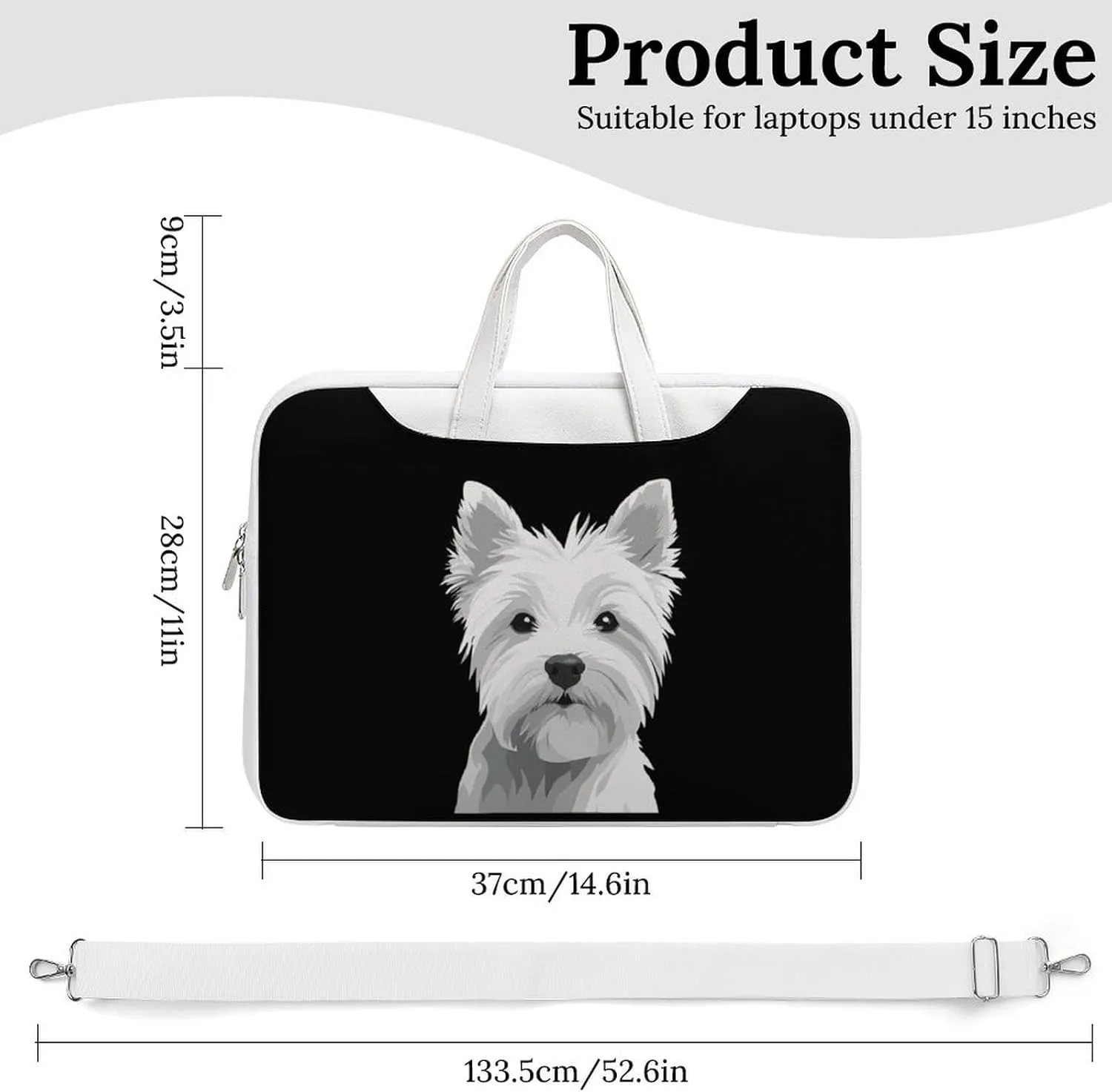 West Highland Terrier Dog Puppy Leather Bag Laptop Case Slim Water Resistant Computer Bags with Handle Briefcase for Work