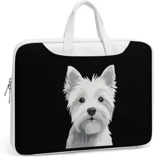 West Highland Terrier Dog Puppy Leather Bag Laptop Case Slim Water Resistant Computer Bags with Handle Briefcase for Work