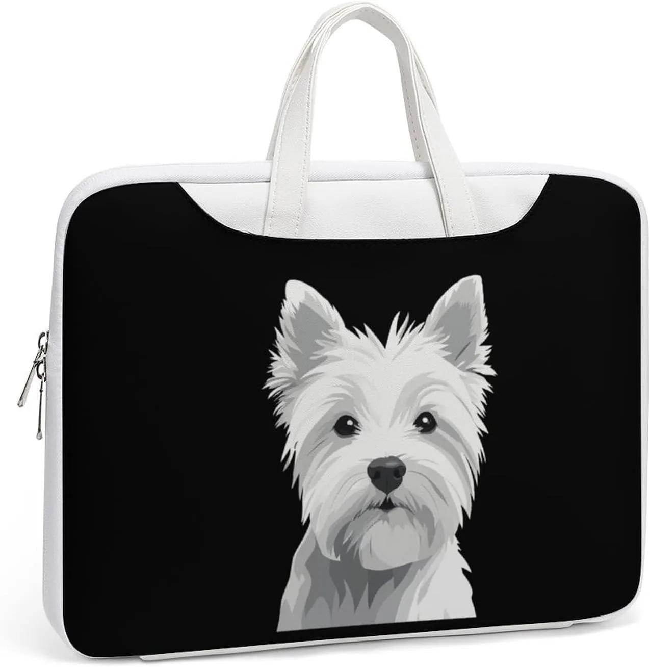 West Highland Terrier Dog Puppy Leather Bag Laptop Case Slim Water Resistant Computer Bags with Handle Briefcase for Work