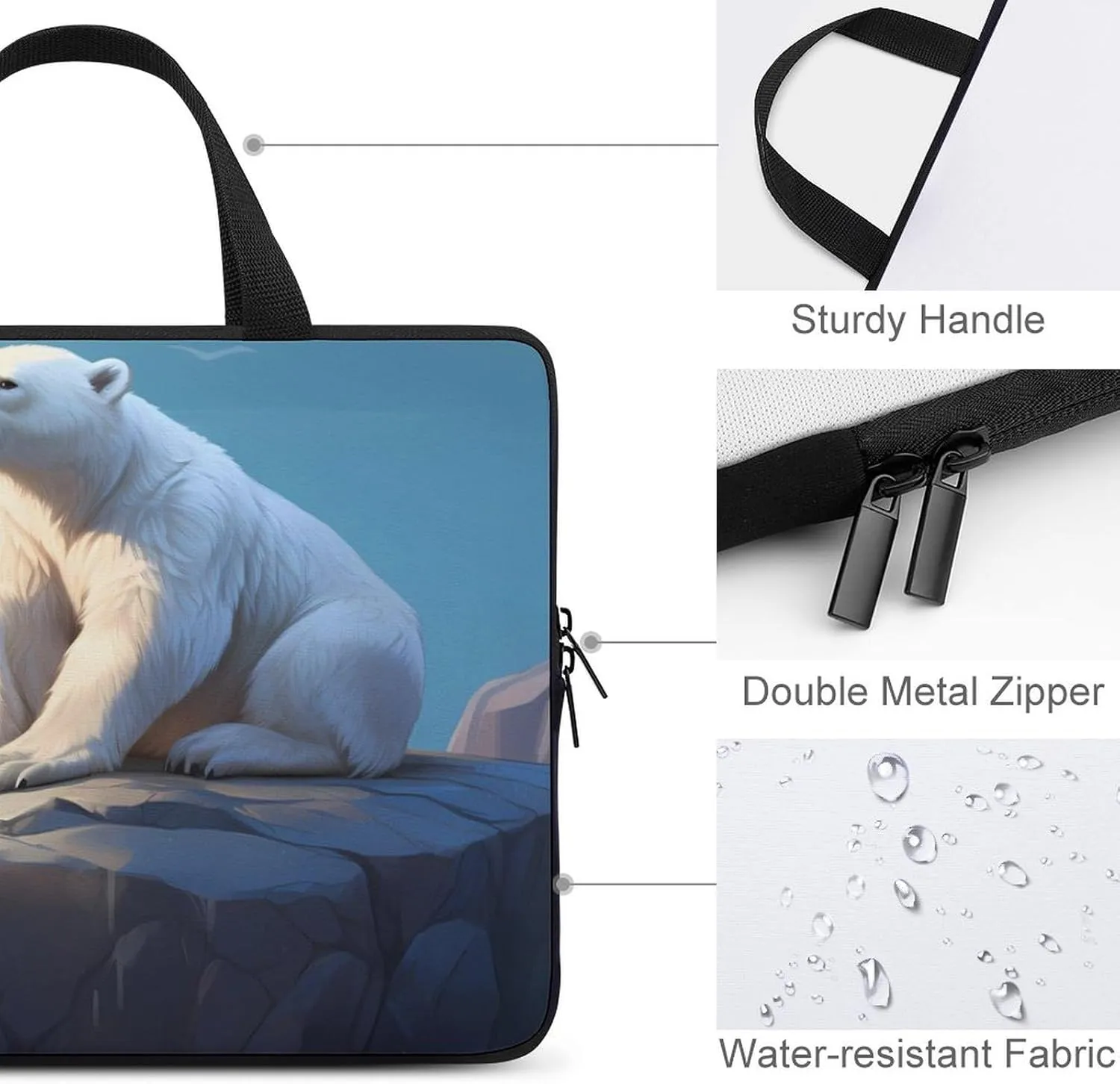 White Bear Laptop Bag Carrying Case Computer Protective Sleeve Case Briefcase for Men Women