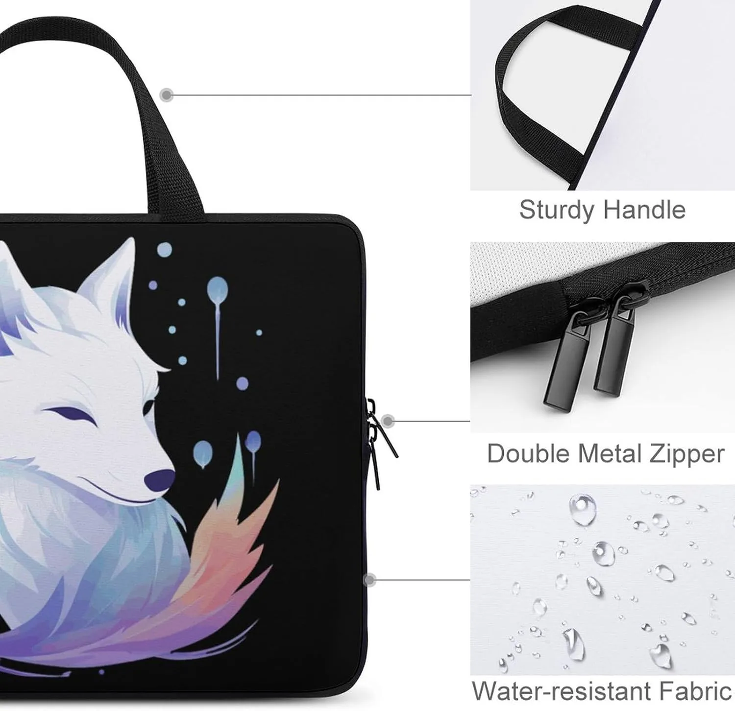 White Fox Laptop Bag Carrying Case Computer Protective Sleeve Case Briefcase for Men Women