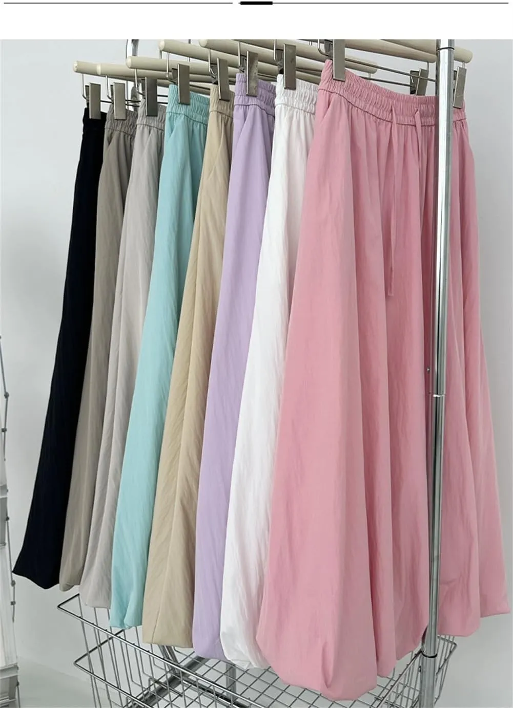 Women Baggy Parachute Skirt Y2k Cargo Maxi Long Skirt Comfy Casual Cotton Drawstring Mid Rise for Women Trendy