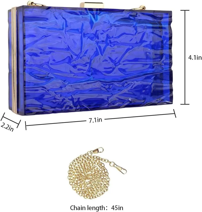 Women Clear Purse, Acrylic Evening Clutch Bag, Shoulder Handbag With Removable Gold Chain Strap