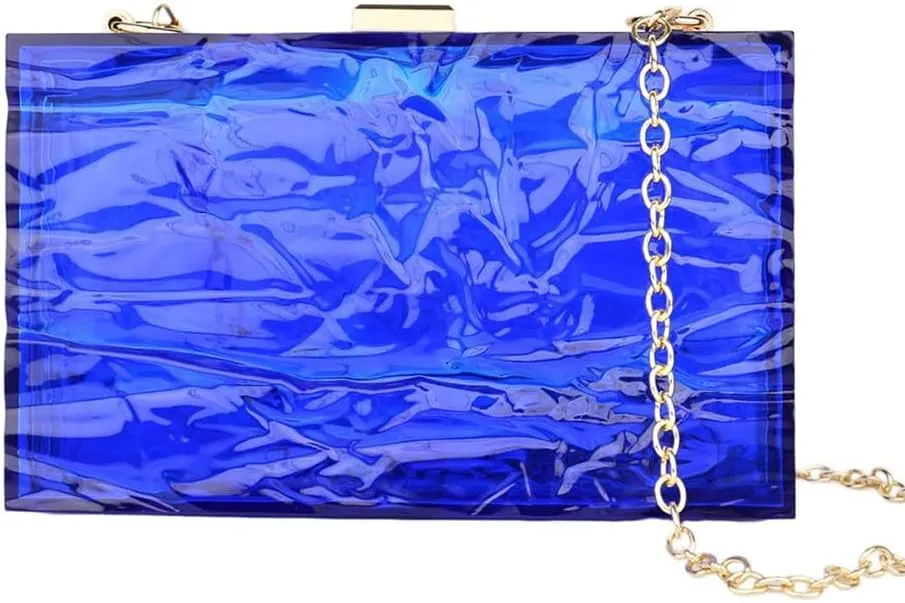 Women Clear Purse, Acrylic Evening Clutch Bag, Shoulder Handbag With Removable Gold Chain Strap