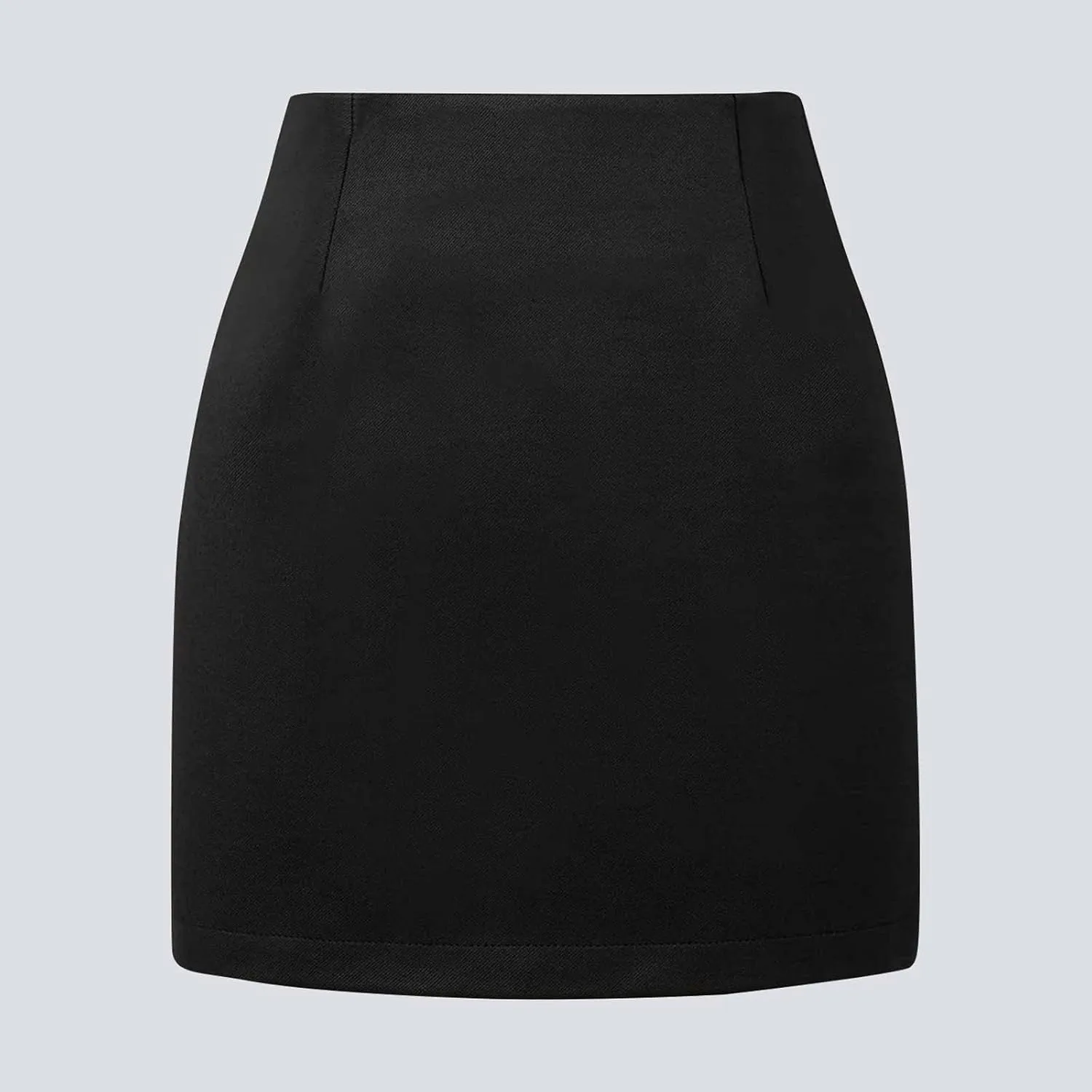 Women Elegant Lettuce Trim Solid High Waisted Pencil Midi Skirt Long Jean Skirts with Waist Control Top