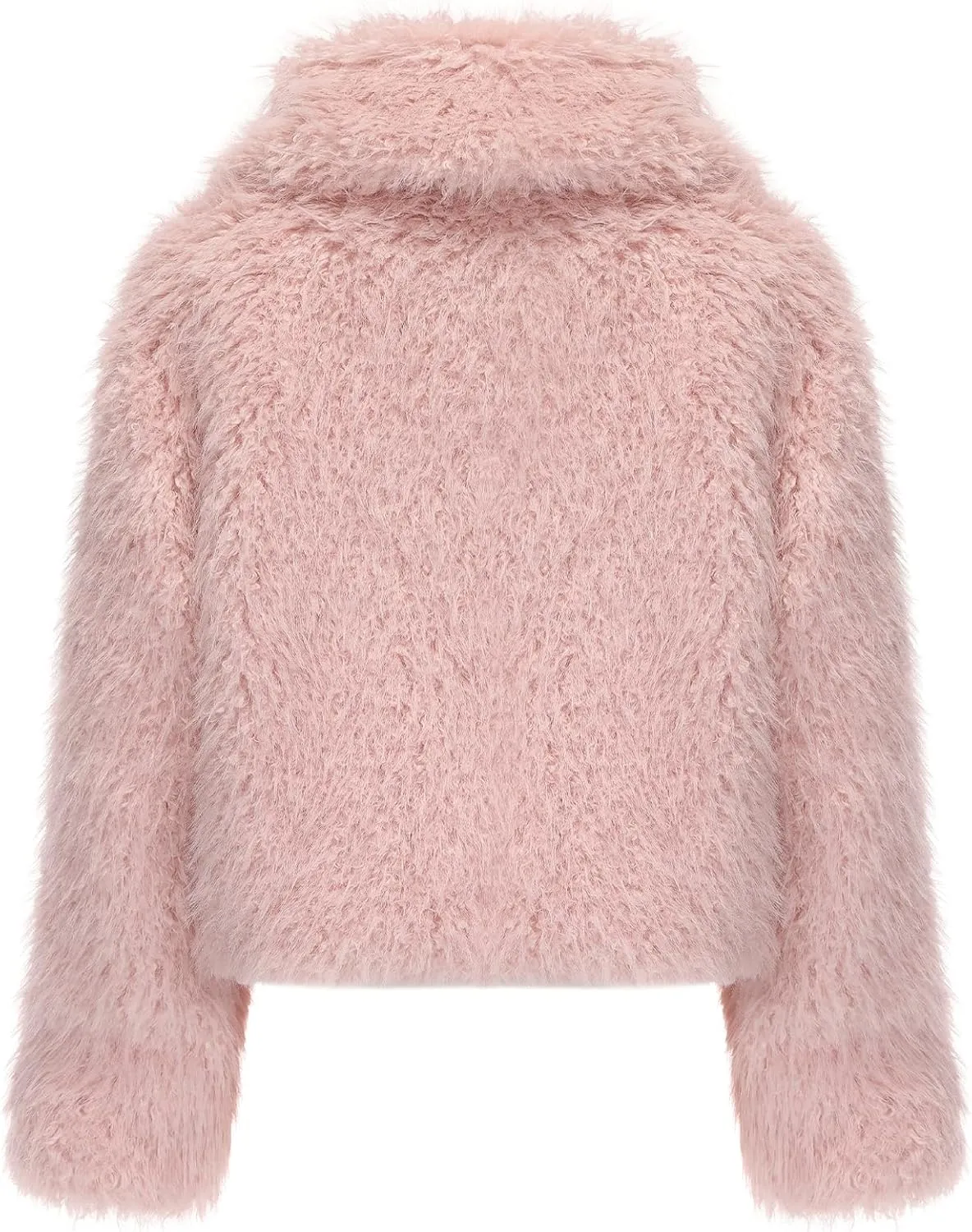 Women Faux Fur Jacket Zip Up Large Turn-Down Collar for Short Jackets Fall and Winter Warm Fluffy Cardigan Coat