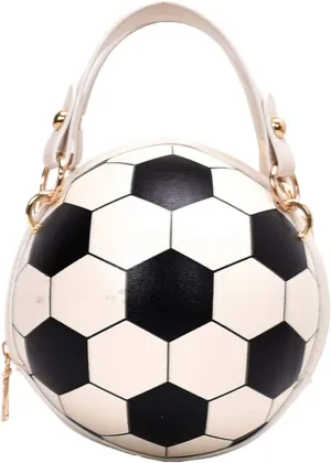 Women Football Volleyball Round PU Leather Shoulder Crossbody Bag Chain Satchel