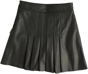 Women Winter All-Match Leather Mini Skirt Ladies Sexy Pleated Skirt Slim Skirt
