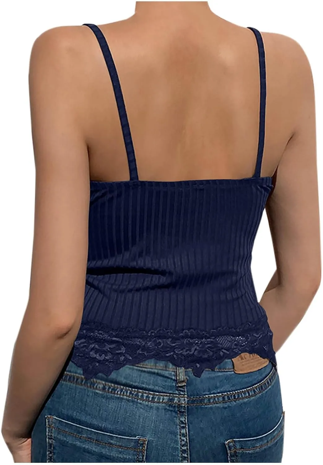Women's Camisole Built in Bra Wireless Support Spaghetti Strap Cami Top Sexy Lace Slim Sleeveless Going Out Shirts