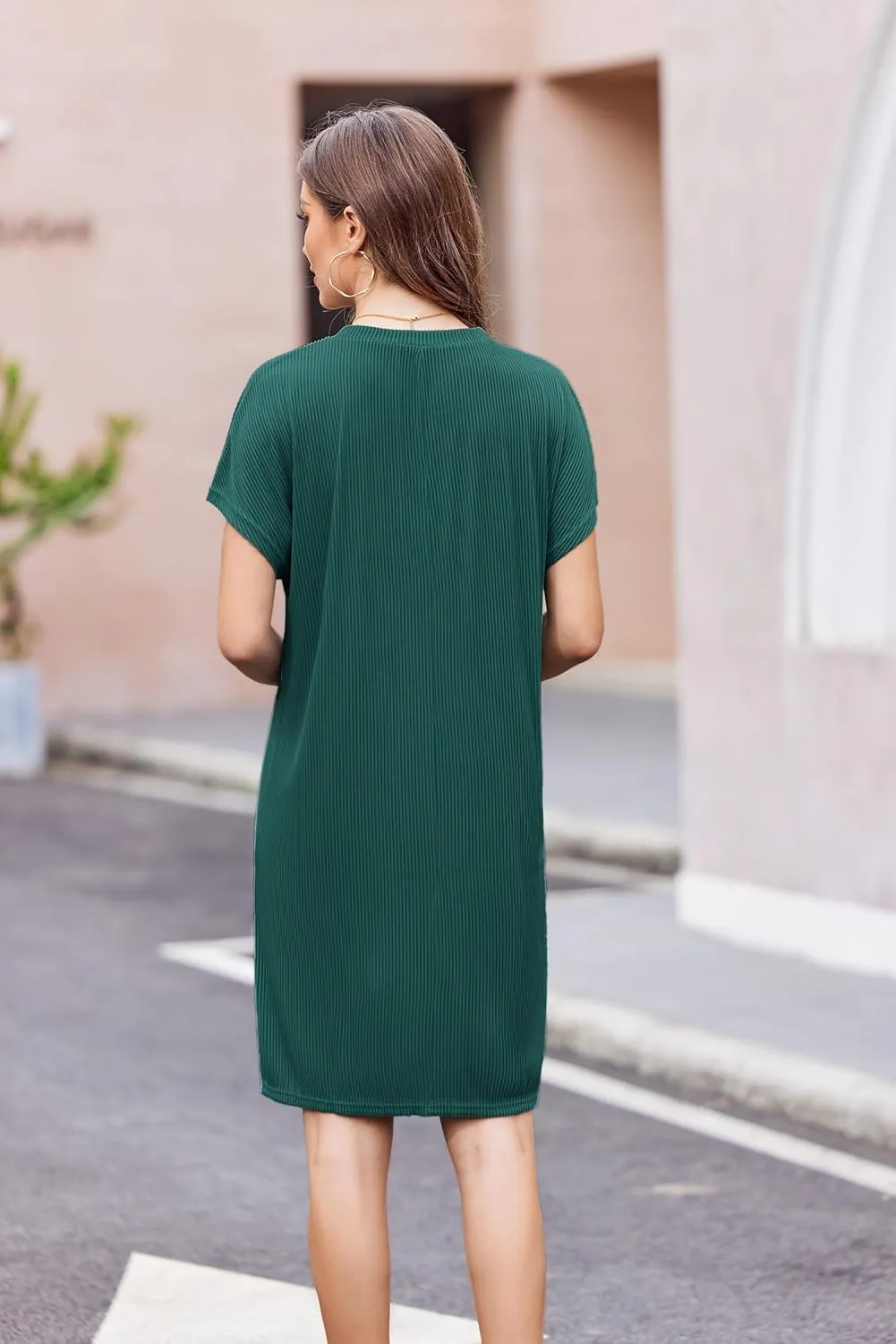 Womens Casual Crewneck Short Sleeve Ribbed Mini Tshirt Dress Fashion Slim Spring and Summer Dresses