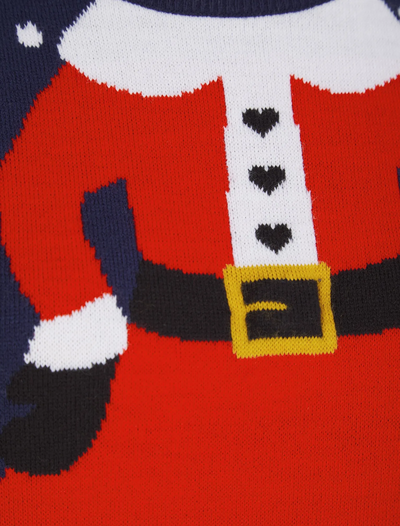Women's Claus Motif LED Light Up Novelty Christmas Jumper in Eclipse Navy - Merry Christmas