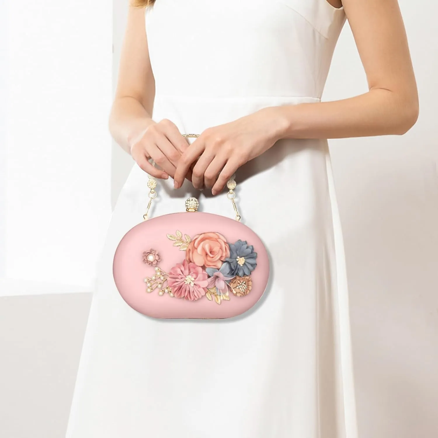 Women's Floral Clutch Evening Purse Flower Wedding Party Bag
