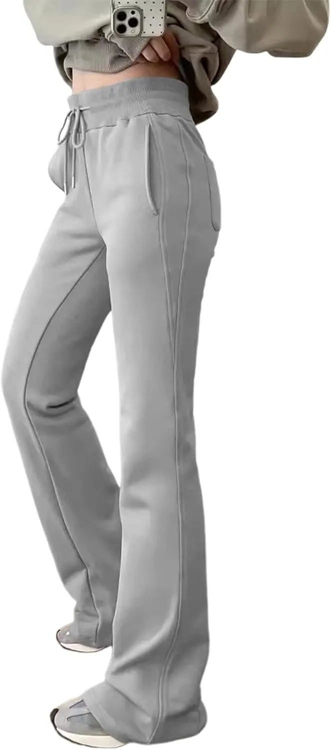 Womens Leggings Lounge Pocket Baggy High-Waisted Curvy Drawstring Elastic Wide Leg Sweatpant