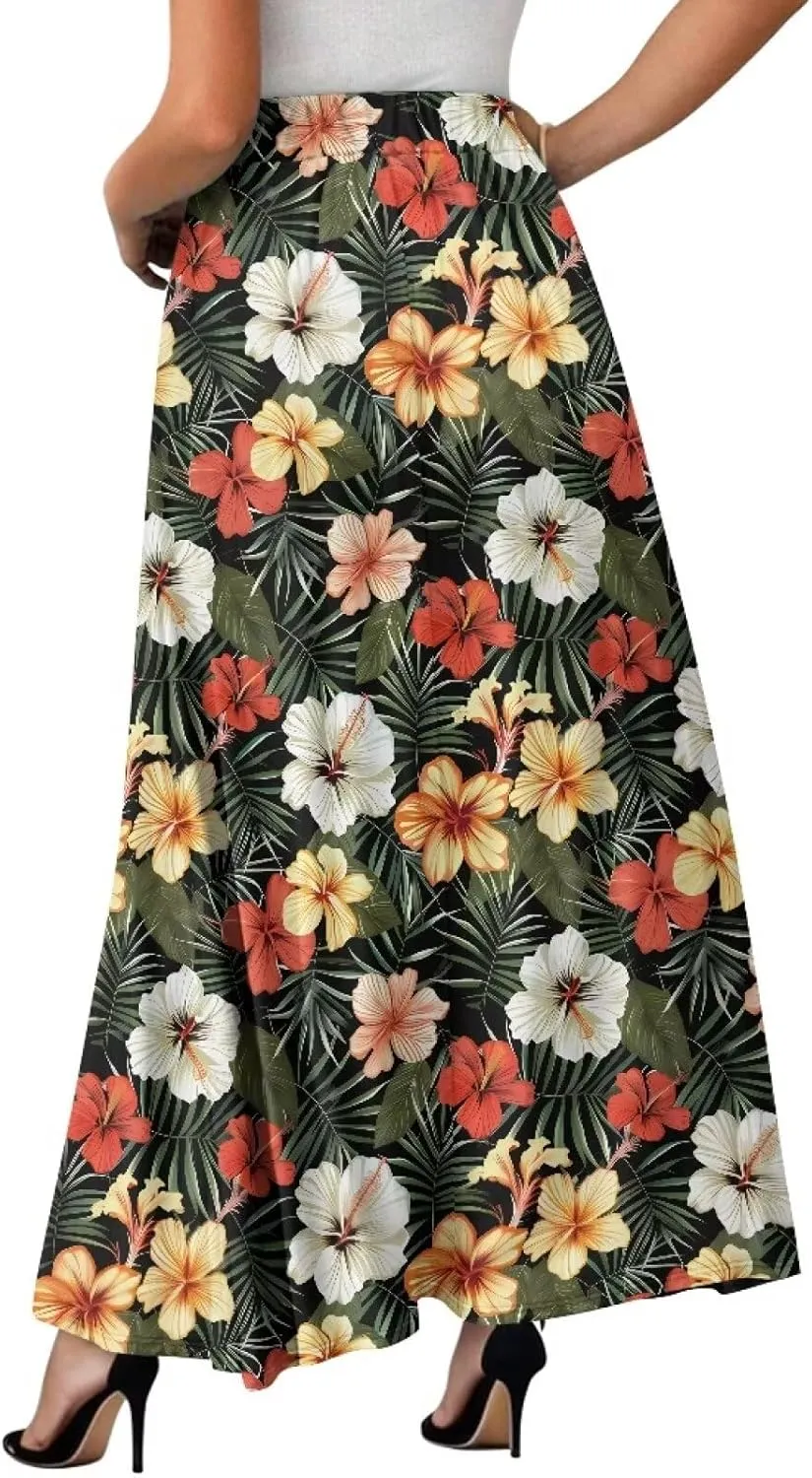 Womens Maxi Polyester Skirt Fall Wedding Dresses Winter Party Elegant High Waisted Skirts with Pockets