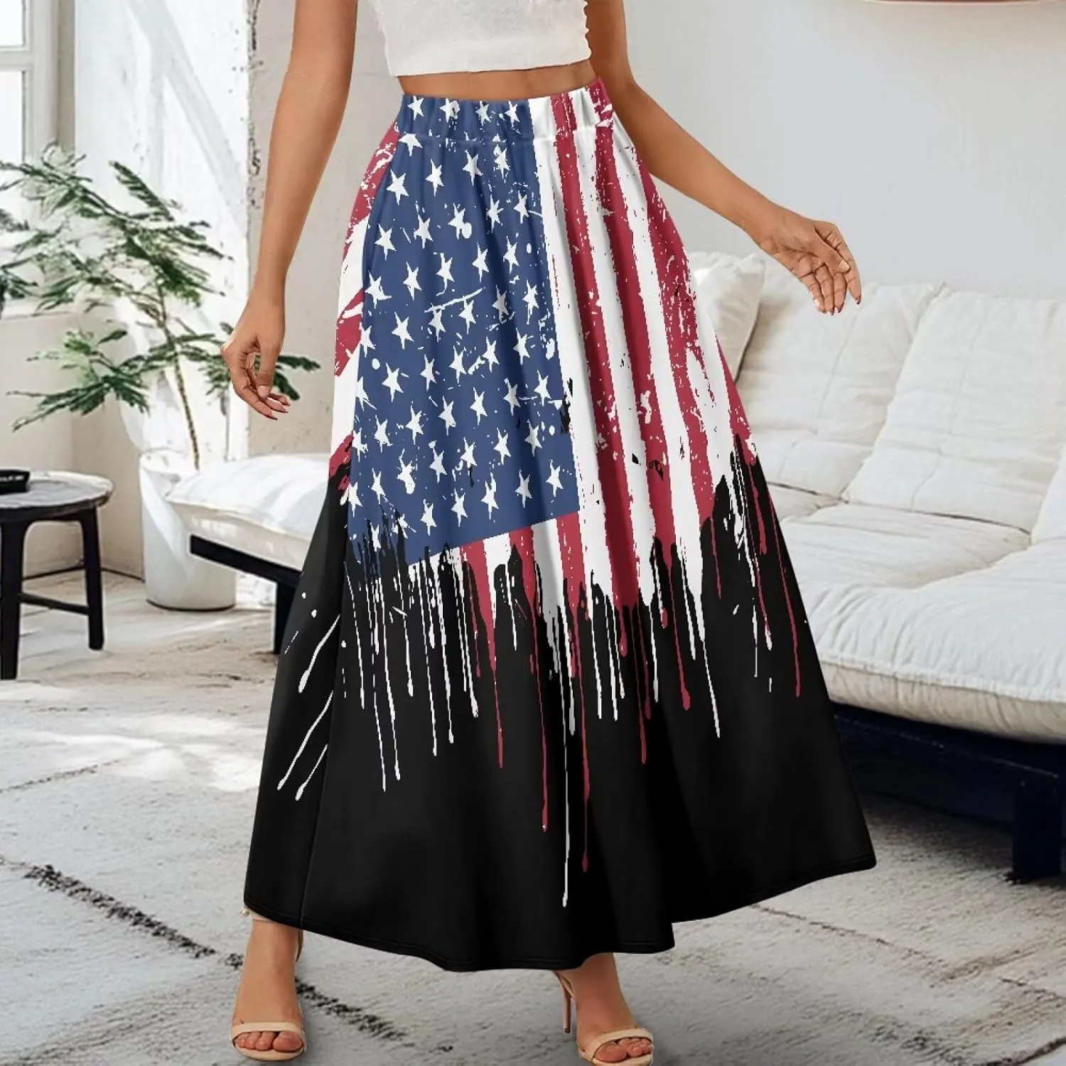 Womens Maxi Polyester Skirt Fall Wedding Dresses Winter Party Elegant High Waisted Skirts with Pockets