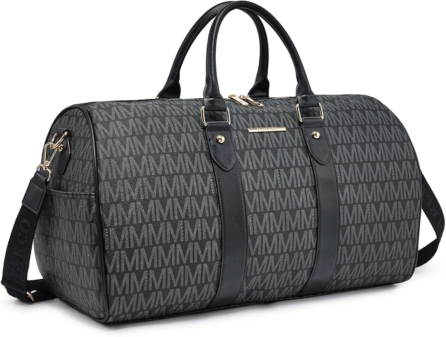 Women's Monogrammed PU Leather Duffel Bag - Scratch-Resistant Waterproof Multi-Pocket Design, Large Capacity Carry-On for Gym Yoga Work Weekender Travel