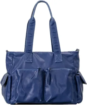 Womens Multi-Pocket Tote Bag Large Y2k Vintage Shoulder Crossbody Purse Soft Vegan Leather Handbags Satchels