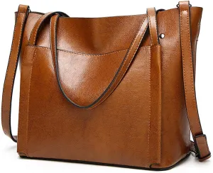 Women's PU Leather Purses and Handbags Satchel Tote Shoulder Bag Crossbody bag Brown