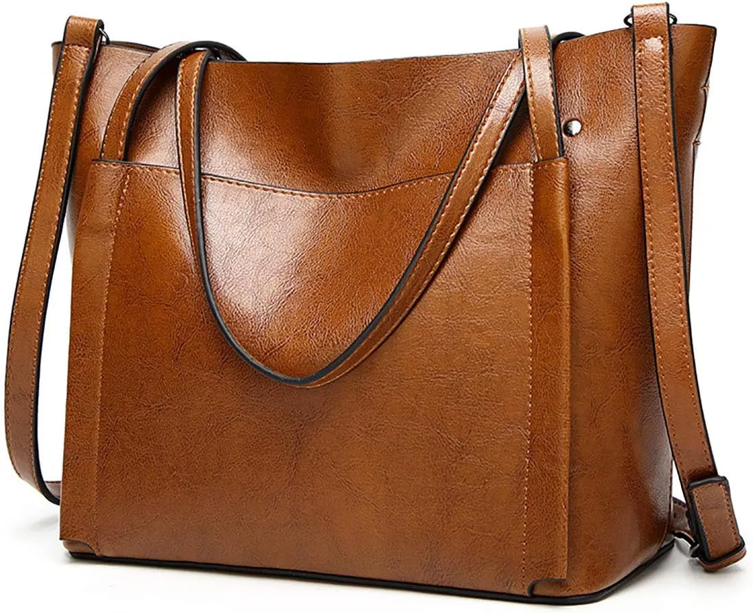 Women's PU Leather Purses and Handbags Satchel Tote Shoulder Bag Crossbody bag Brown