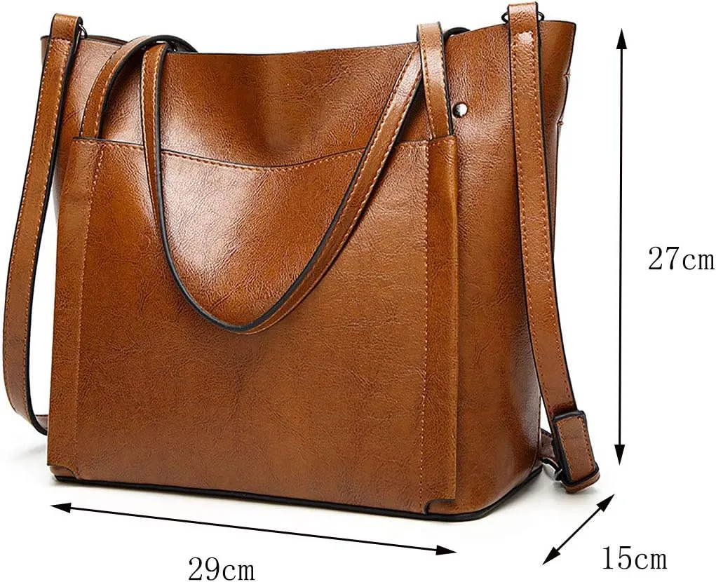 Women's PU Leather Purses and Handbags Satchel Tote Shoulder Bag Crossbody bag Brown